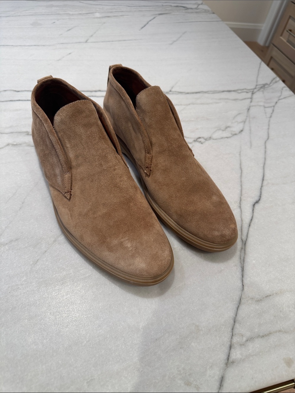 Peter Millar Suede Slip-On Loafers in Tan